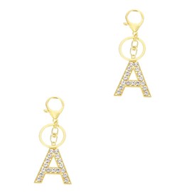 STOBOK 2pcs Crystal Letter a Keychain Elegant Pendant Rhinestone Accents for Handbags Purses and Backpacks Personal Accessory for Women and Girls