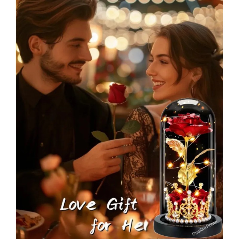 Corona De Rosas Preservadas Románticas Con Flores Artificiales En Forma