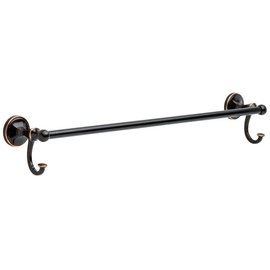 Delta Portman 24 in. Towel Bar with Hooks in SpotShield Venetian Bronze with Copper Reveal