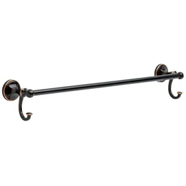 Delta Portman 24 in. Towel Bar with Hooks in SpotShield Venetian Bronze with Copper Reveal