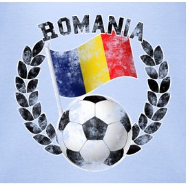 Shirtracer - Baby Bodysuit Boy Girl - Sport Movement - Romania Flag & Football Vintage, 3 baby blue