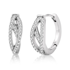 ALEXCRAFT Women's Hoop Earrings, Hoop Earrings with Cubic Zirconia, Gold, Silver, Small Earrings, Small Huggie Earrings, Sleeping Cartilage Earring for Women and Girls, Silver