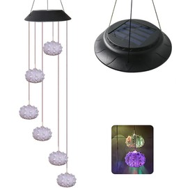 Solar Sea Urchin Wind Chime Light 6 LEDs Colorful Color Changing Outdoor Decorative Solar Hanging Light Painted Marine LED Lights for Garden Walkway Patio Yard, 1 Pack