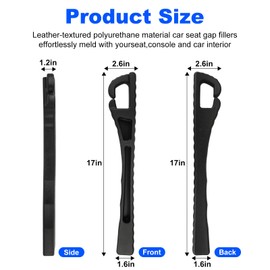 Car Seat Gap Filler 2 Pack, Universal Fit Car Seat Gap Plug to Fill The Gap Between Seat and Console, PU Leather Seat Crevice Blocker Stop Things from Dropping (Black)