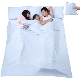 V VILISUN Sleeping Bag Liner, Lightweight Portable, Soft Travel and Camping Sheet, with Compact and Carry Bag, for Travel, Hotel