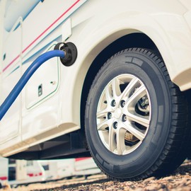 Renator RV Water Inlet Connection. RV City Water Inlet With Check Valve. Inlet Hose Connector. Hose Flange Hookup For RV Camper (Black)