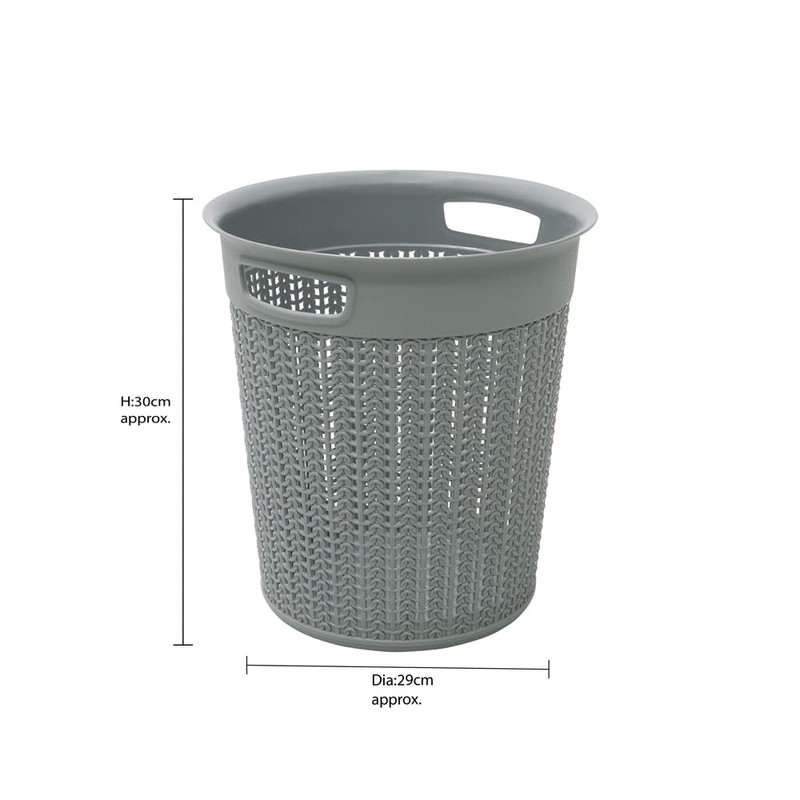 JVL Knit Design Loop Plastic Round Bin 12L, Grey 30