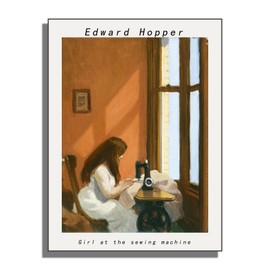 CHJQIERX Edward Hopper Fall Canvas Wall Art - Girl At A Sewing Paintings - Boho Aesthetic Wall Painting - Historical Landscape Illustrations - Famous Painting Reproductions - Unframed