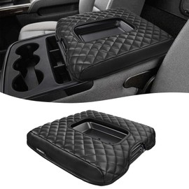 Eaglecover Center Console Cover for 2014-2018 Chevy Silverado & GMC Sierra 1500 2500 3500, Vinyl Leather Interior Accessories, Car Armrest Protector, Jump Seat, Anti-Scratch, Black
