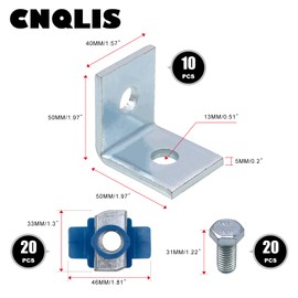 CNQLIS 10 Pcs 2 Hole L Shaped 90 Degree Angle Connector Bracket Fit for 1-5/8" Wide Taller Strut Channel, 1/2" Bolt,Thickness 1/5'', Width 1-1/2",Includes Screws and Nuts