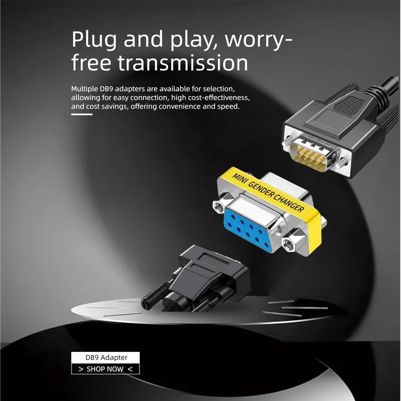 LNHCAW db9 Connector Null Modem Adapter，9-Pin Serial vga Adapter RS232