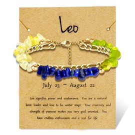 yfstyle Leo Bracelets Healing Crystal Bracelets for Women Men Layered Constellation Zodiac Crystal Bracelets Adjustable Spiritual Chip Crystal Bracelets Zodiac Astronomy Gifts