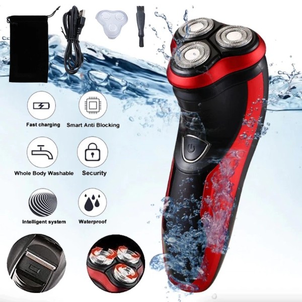 Unbranded Men's Razor Rotary Waterproof Electric Shaver Pop-Up Trimmer Wet