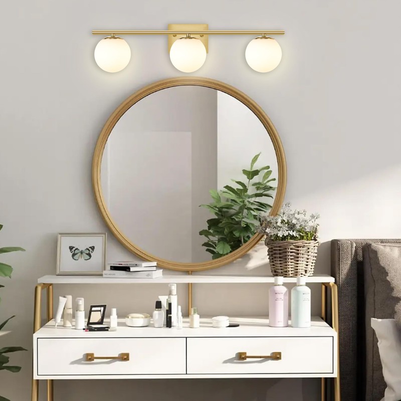 YHTlaeh New Bathroom Vanity Light 3 Lights Fixtures Brushed Brass