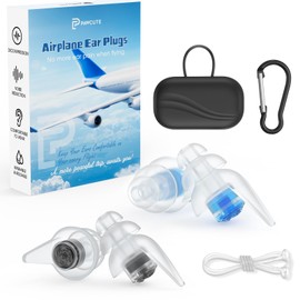 Airplane Travel Essentials Ear Plugs 2 Pairs(S+M), Reusable Earplugs for Airplane Pressure Relief, Soft Silicone Travel Ear Plugs for Adults, with Lanyard, Noise Cancelling for Flight(Black+Blue)
