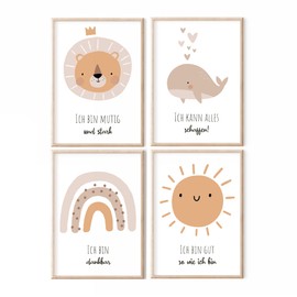MeinBaby123® I Affirmation Pictures | Set of 4 DIN A4 Poster Set | Pictures for Children's Room | Children's Room Poster | Decorative Pictures Children's Room | Baby Room | Wall Poster Premium