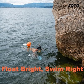 JOTO 2 Pack Swim Buoy Float for Open Water, Swimming Belt Bubble Safety Float with Adjustable Waist, Snorkeling, Swim Training, Triathletes, Kayaking -Neonyellow & Orange