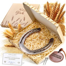 PURAJA Horseshoe Gift | Real Worn Horseshoe | Lucky Charm for Birthday, Housewarming, Topping Party, Wedding, Christening or Birth | Original Includes Certificate of Authenticity