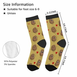 Samgula Potatoes Crew Socks for Woman Size 6-8 Cute Vegetable Characters and Hearts Happy Girls Socks