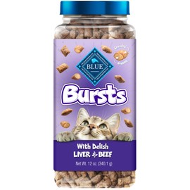 Blue Buffalo Bursts Crunchy Cat Treats, Chicken Liver and Beef 12-oz Tub