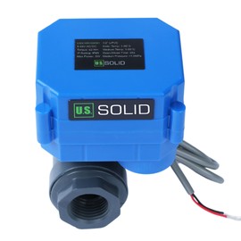 U.S. Solid 1/2 in UPVC Motorized Ball Valve - Plastic Electrical Ball Valve with Full Port, 2 Wire Auto Return, 9-36V AC/DC, Normally Closed