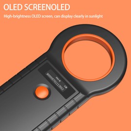 Mingzhe Animal Microchip Pet Tag Scanner ID Reader RFID EMID Animal Handheld Reader BT+USB+2.4G Connect 128 Informations Storage Function OLED Screen 134.2kHz Standard FDX-B ISO11784/ISO11785 Dog Cat
