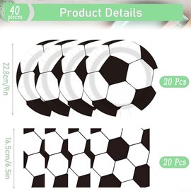 Y‍AHQNIG 40 unidades de decoración de fiesta de cumpleaños de fútbol, platos y servilletas desechables para fiestas de fútbol, fiestas de fin de tempo