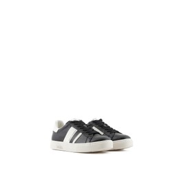 Armani Exchange Women's Cup Sole Mina, Back Tab with and Metal Logo Detail on Side Trainers, Black + Off White, 41 EU, Black Off White