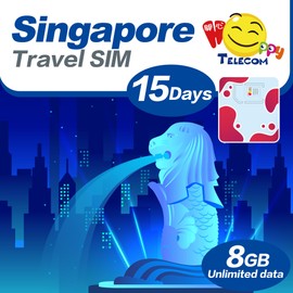 Happy Singapore Sim 15 Days Unlimited Data Travel Sim Card | No Daily Limit | 8GB of 5G High-Speed Data Then 128kbps | Easy Activation | No Registration