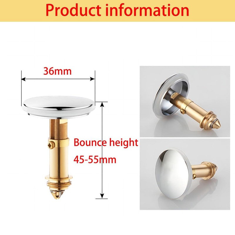 Generic Push Pop-Up Click Clack Plug Stopper 36mm, Brass, Bathroom