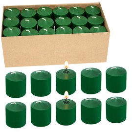 Mi Ka YIa 10 Hour Green Votive Candles for Weddings Party Spring and Emergency, Set of 36 Unscented Bulk Candles for Restaurants and Home Decoration