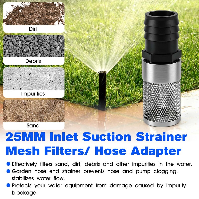 GYQ Garden Hose Filter Adapter 25MM Inlet Suction Strainer Mesh