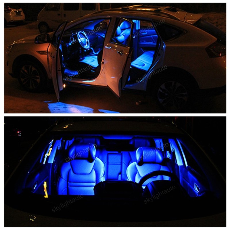skylightauto 14pcs LED Premium Blue Light Interior Package Deal for