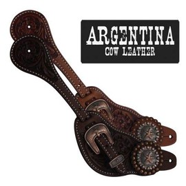 Showman Men's Size Argentina Cow Leather Star Concho Spur Straps! New Horse TACK! (Medium)