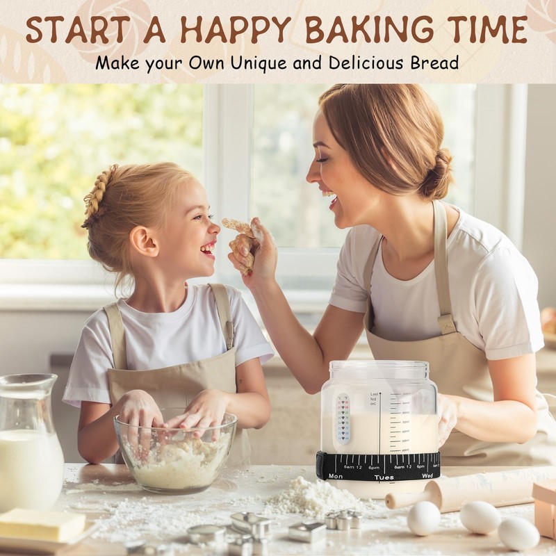 Sourdough Bread Starter Kit,40oz Large Sourdough Starter Jar With Wide