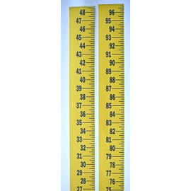 Extra Wide Ruler – Adhesive Backed – 3 Inch Wide X 96 Inch Long – Vertical Up – Fractional – 1/4” Grads – Yellow – 2 Pieces