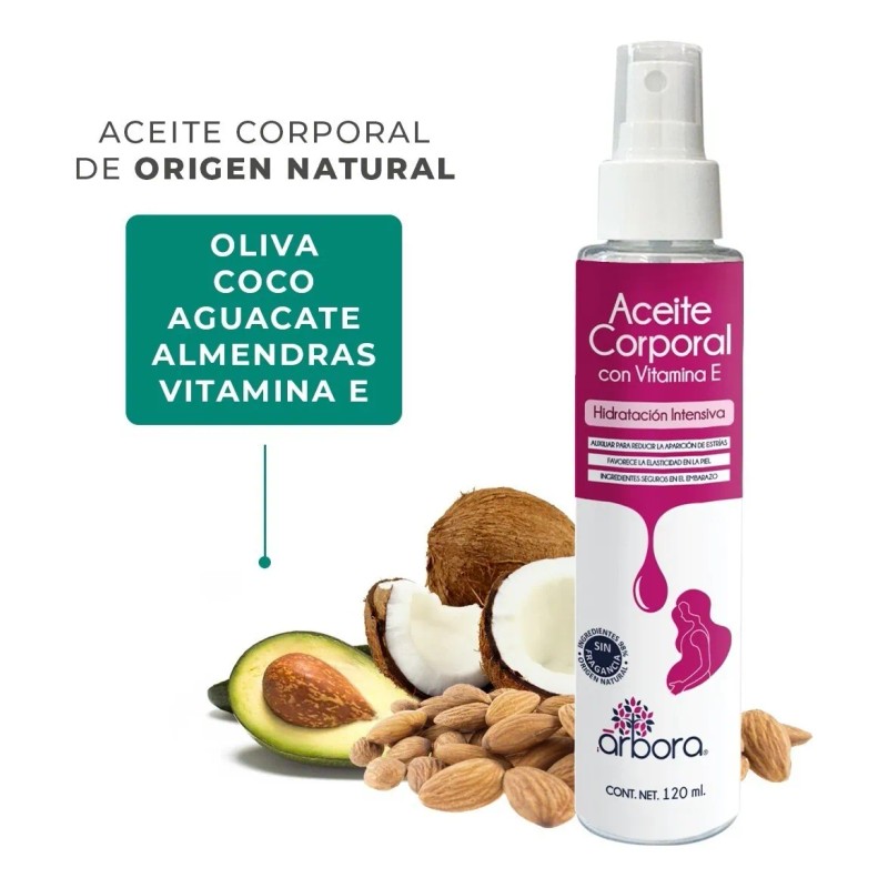 Aceite corporal anti-estrías con vitamina E y coco | hidrata