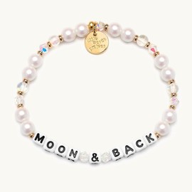 Little Words Project, Moon & Back Bracelet, Pearl & Crystal Beads – Choose Your Size - Bead Pattern: Moonlit Love, Size: S/M