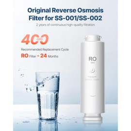 Happybuy Reverse Osmosis System, 400 GPD. 9-stage RO water filter replacement lasts for 24 months. Effectively reduces lead, chlorine, and rust.