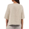 Amazhiyu Women 100% Linen Cropped Cardigan Elbow Sleeve Open Front