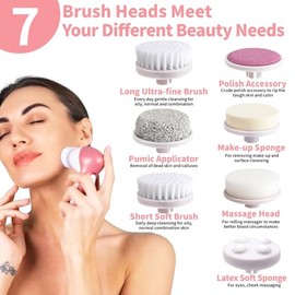 YL TRD Cepillo de limpieza facial 7 en 1, cepillo de limpieza facial giratorio de 360 °, cepillo de limpieza facial de 7 funciones diferentes, limpiez