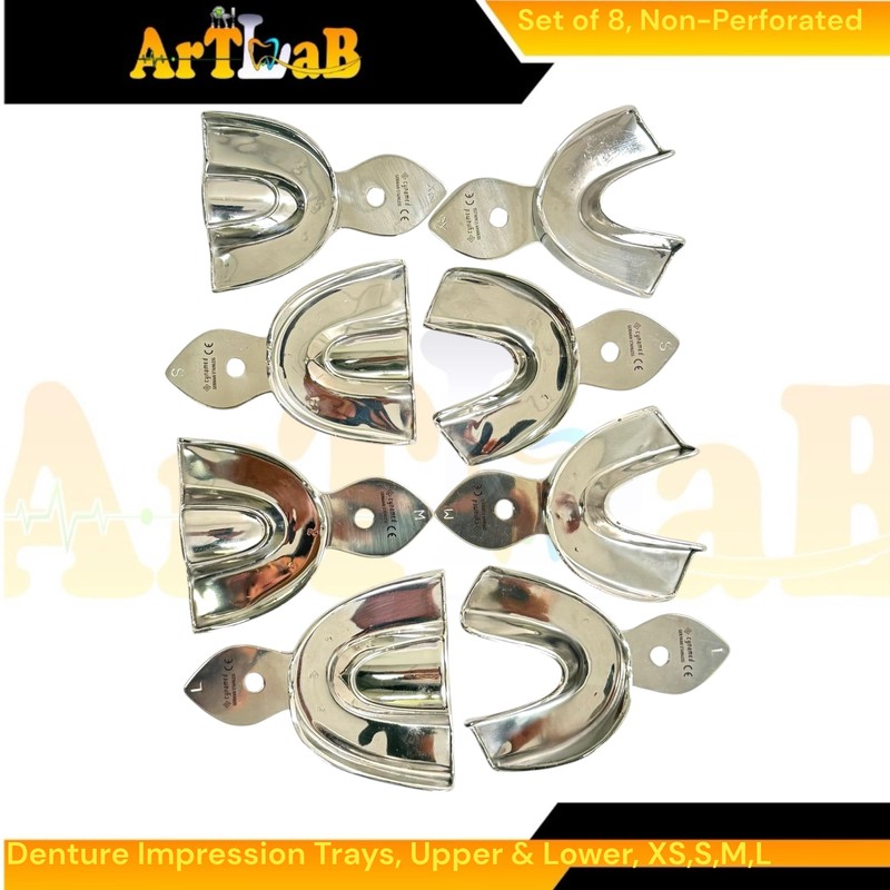 8 Pack | Dental Denture Impression Trays Upper and Lower,