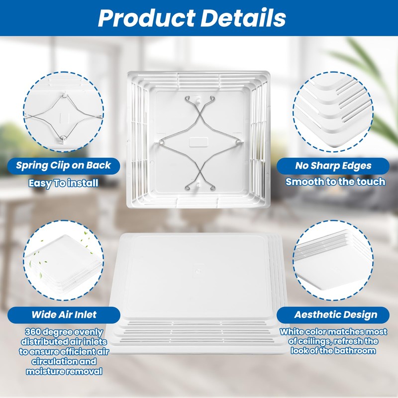 S97013576 Bathroom Fan Cover Grille with Springs, Replacement for Broan