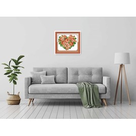 Amiiba Stamped Cross Stitch Kits, Orange Heart Flower Rose DIY 11CT 15.7x13.7 inch (Orange)