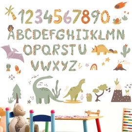 Paquete de 2 Pegatinas Decorativas para Pared, Calcomanías de Pared de Animales de La Selva, Dinosaurios, Letras, Números, Calcomanías de Pared para Niña, Niño, Recámara, Cuarto, Decoración de Pared
