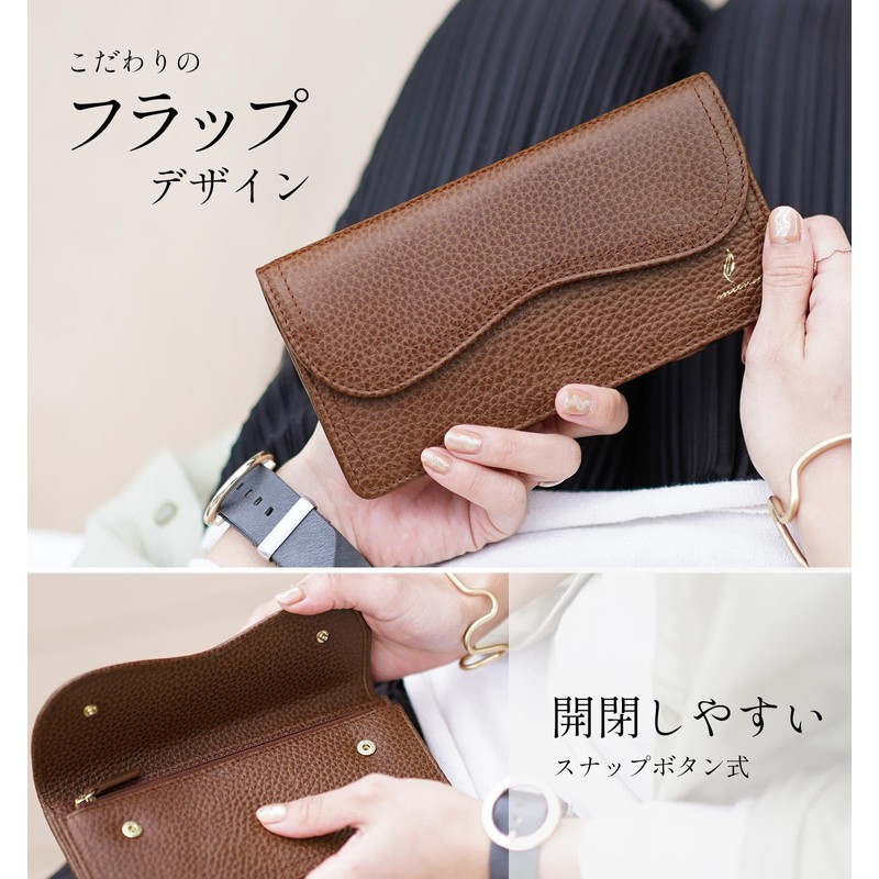 mieno Women's Long Wallet, Flap, Cover, Genuine Leather, Genuine Leather,