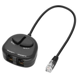 XMSJSIY RJ9 Telephone Training Adapter Headset Splitter 4P4C Phone Line Jack Y Splitter Adapter Cable with 2 Mute Buttons for Call Center -30CM/11.8INCH (2 Mute)