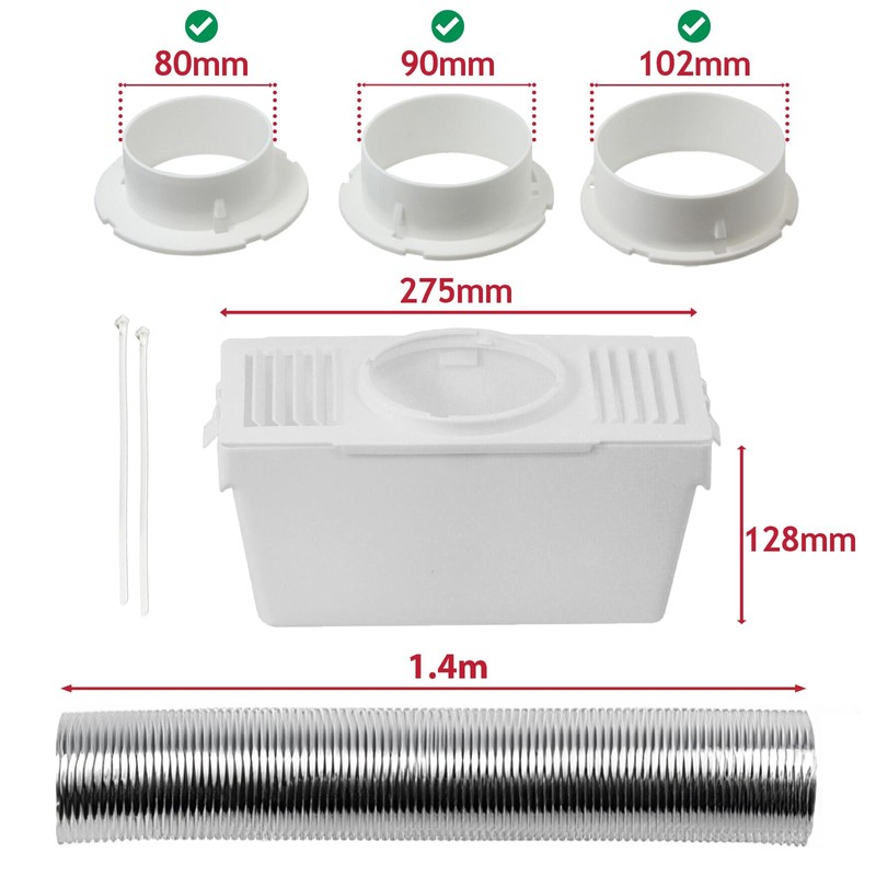 SPARES2GO Universal Vent Aluminium Hose Condenser Kit with 3 x