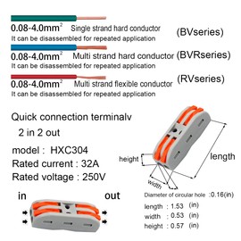 HENGXIA 21Pcs, 2 Conductor Compact Splicing, 2 Circuit Inline Splices, 28-12 AWG, SPL-2