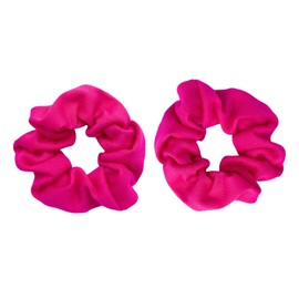 MDSTYLE 2pcs Hair Scrunchies for Women & Girls - Soft Cotton - No Damage Hair Ties for Thick Hair, Pony Tails - Hair Bands, Ponytail Holder (Hot Pink)